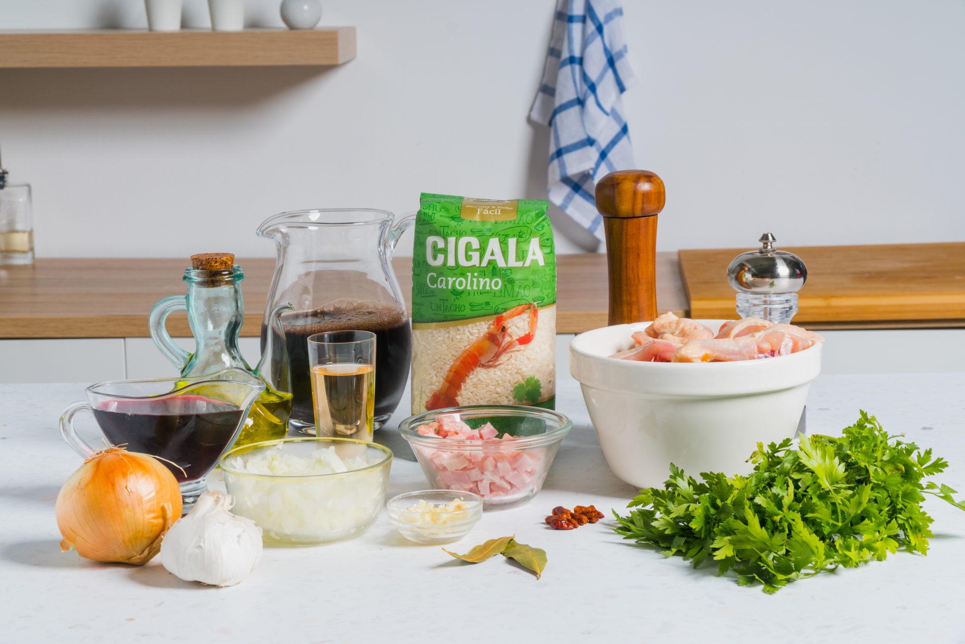 ingredientes para arroz à cabidela