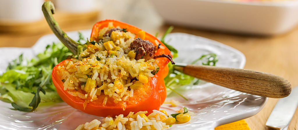 Pimentos recheados com arroz da cigala