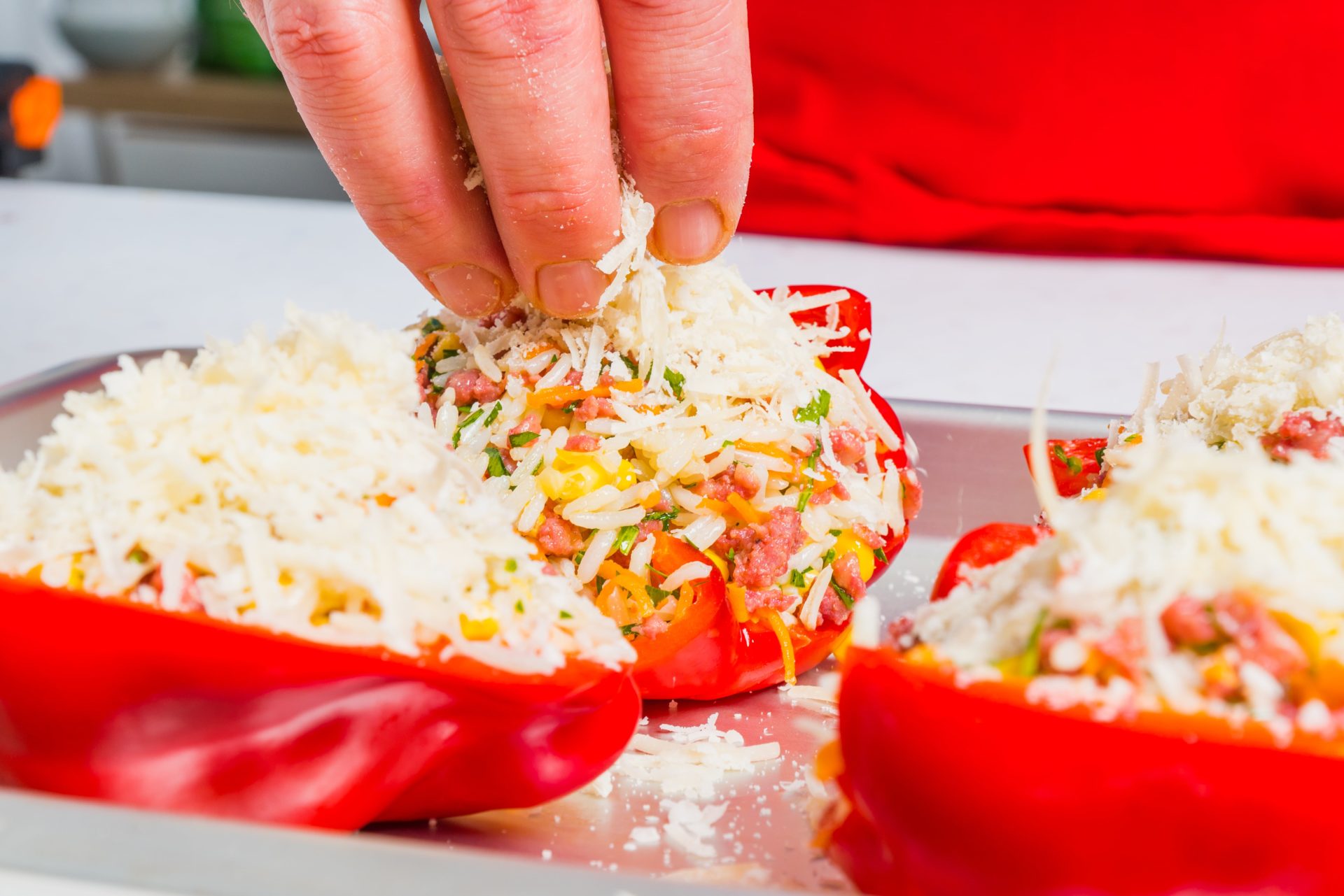 pimentos recheados com queijo ralado