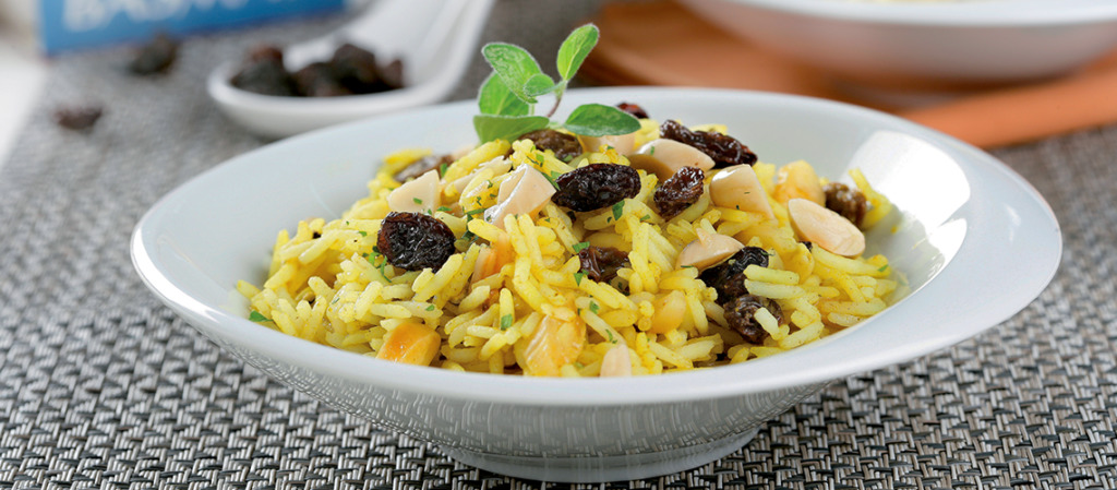 Arroz de Caril com Amêndoas e passas da cigala