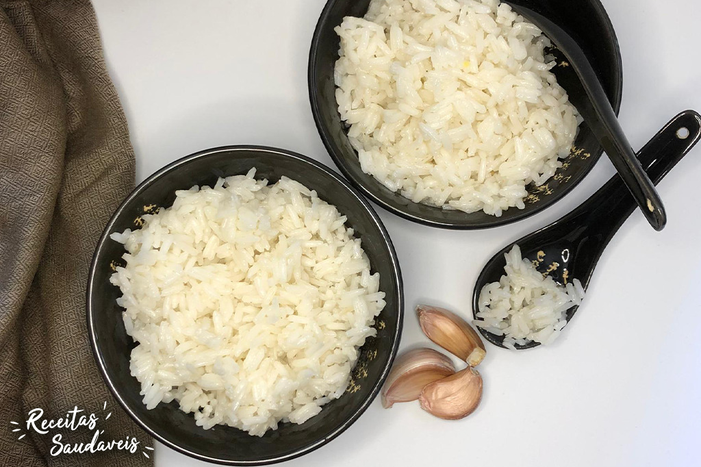arroz ao alho de receitas saudáveis cigala