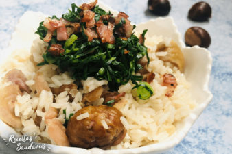 arroz de castanhas com bacon crocante de receitas saudáveis cigala