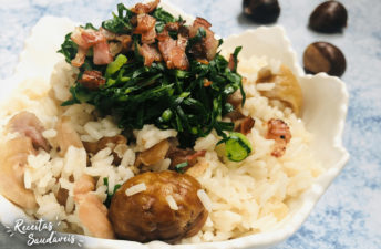 arroz de castanhas com bacon crocante de receitas saudáveis cigala