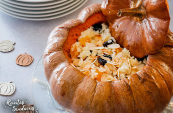 arroz ou travessura dentro de uma abóbora de receitas saudáveis cigala
