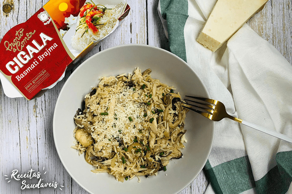 arroz basmati com cogumelos e vinho do porto de receitas saudáveis