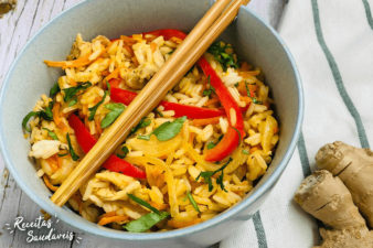 arroz oriental de receitas saudáveis cigala