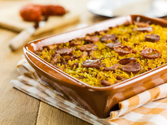 arroz no forno com chouriço da cigala