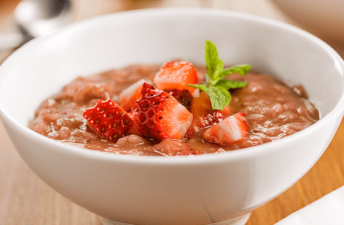 Risotto de morangos e vinagre balsâmico
