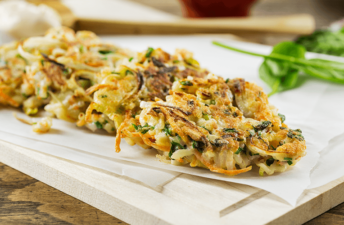 Panquecas de arroz e legumes