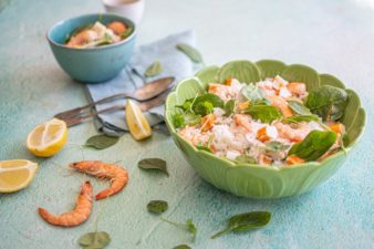 salada de arroz com frutos do mar da cigala