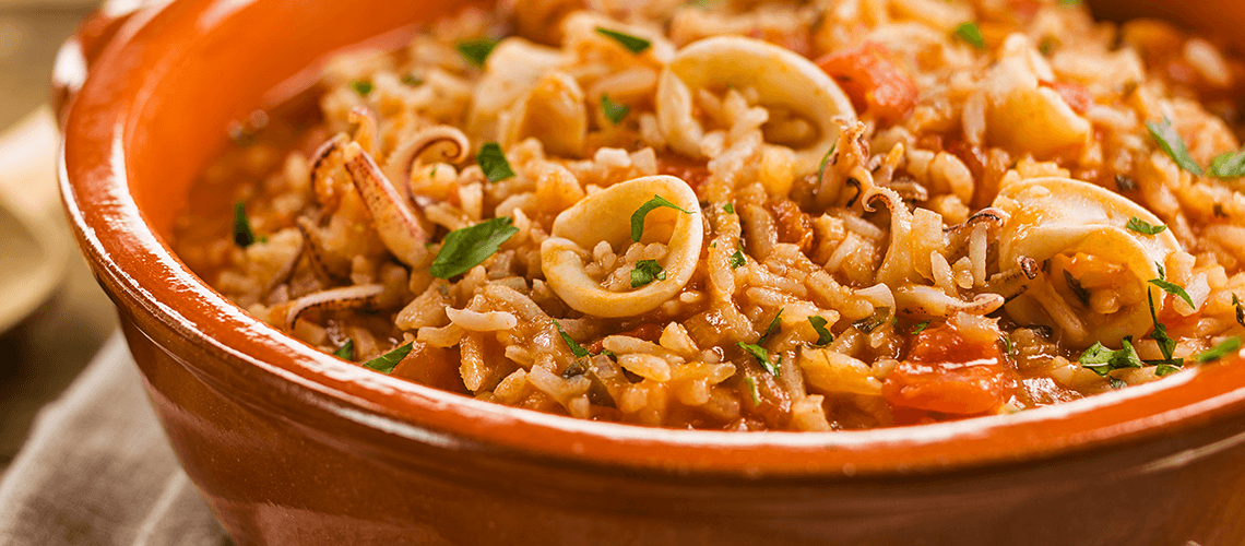 Arroz de lulas com coentros da cigala