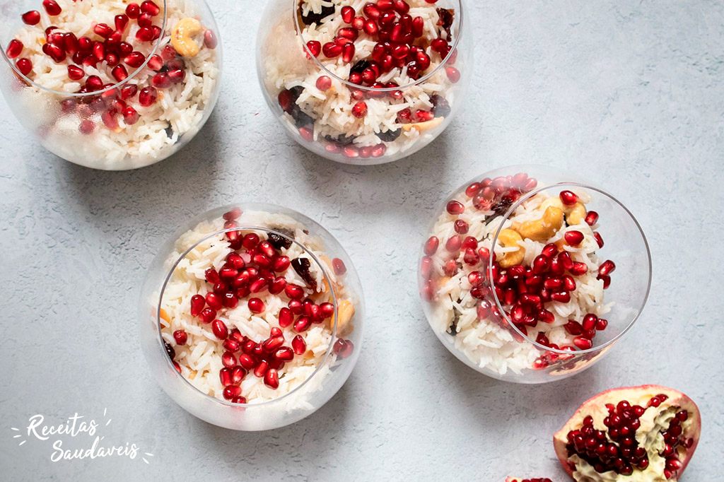 arroz com frutos secos e romã