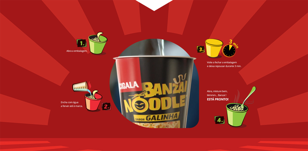 Banzai Noodle Sabor Galinha Cigala - Alcafer