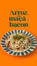 arroz com maçã e bacon na frigideira – imagem de capa